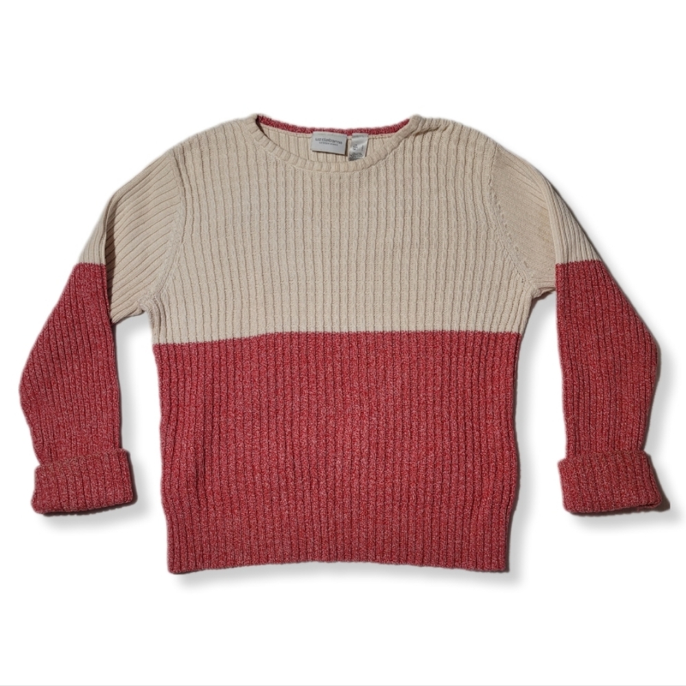Liz Claiborne red & beige sweater sizes L